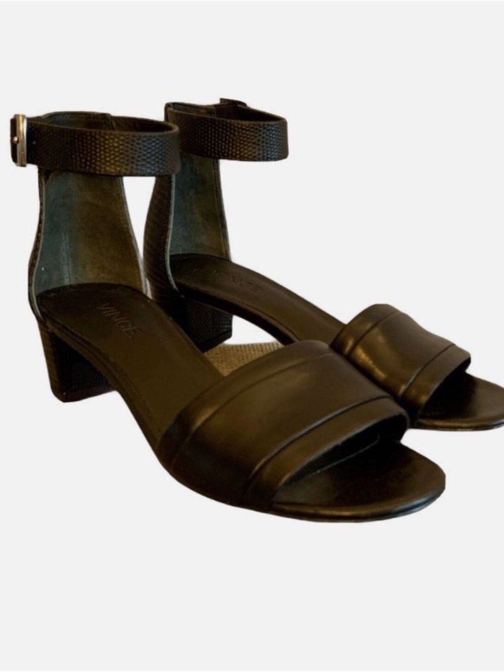 VINCE Raine Leather City Sandals Black Size 6M